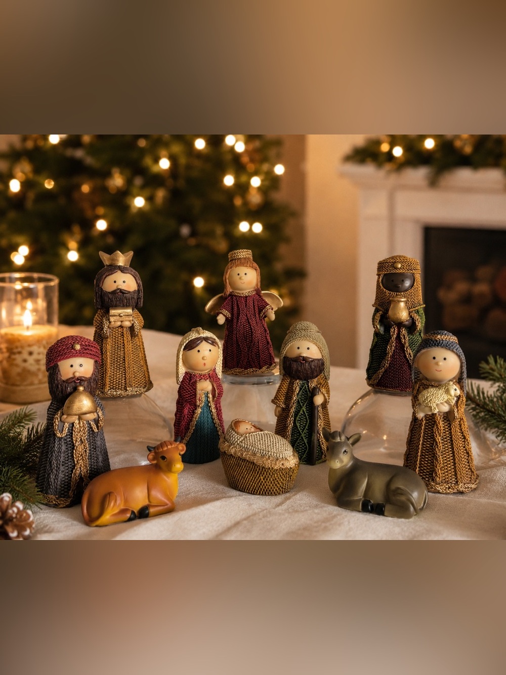 11-Piece Nativity Set Christmas Manger Scene Wise Men Angel Animals